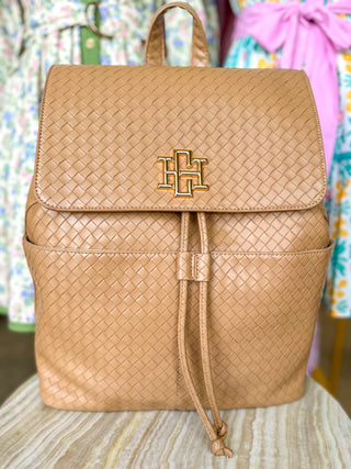 Woven Tan Bennett Backpack | Caroline Hill