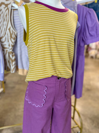 Mustard Retro Stripe Tank