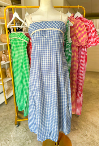 Chambray Coastal Check Maxi Dress