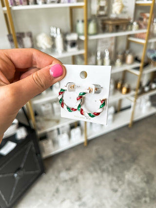 Christmas Red, White, & Green Wrapped Hoop Earrings