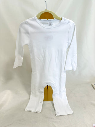 White Unisex Long Sleeve Romper