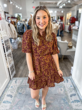 Brown Falling For You Mini Dress