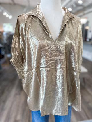 Champagne Glow Metallic Top