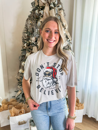 Classic Santa Don't Stop Believein' Graphic Tee