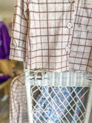 Brown Plaid Button Down Shirt