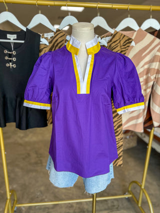 Purple/Gold Tricia Short Sleeve Top