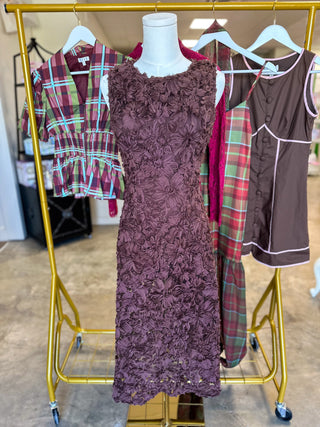 Brown Genevieve Textured Midi Dress