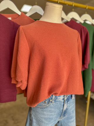 Burnt Orange Go-To Knit Short Sleeve Top