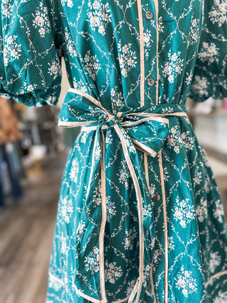 Hunter Green Mulberry Manor Belted Mini Dress