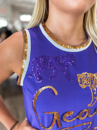 PRE-ORDER: Tiger Strut Sequin Varsity Accents Tank Top