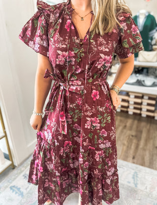Burgundy Fall Fling MIDI Dress