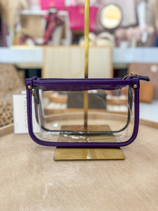 Purple Jessica Stadium Clear Crossbody Bag w/ Chain Accent