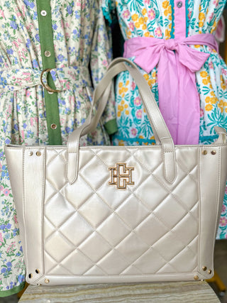 Pearl Sophie Large Diamond Zippered Tote | Caroline Hill