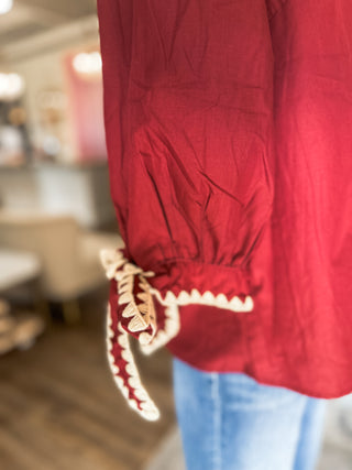 Garnet Sweet Stitch Poplin Blouse