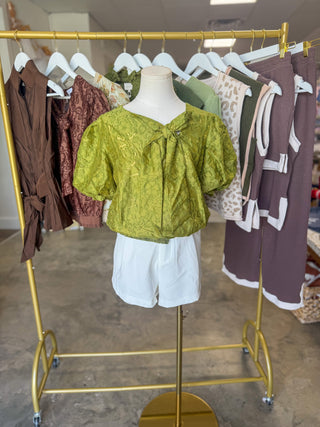 Olive Garden Romance Bow Detail Top