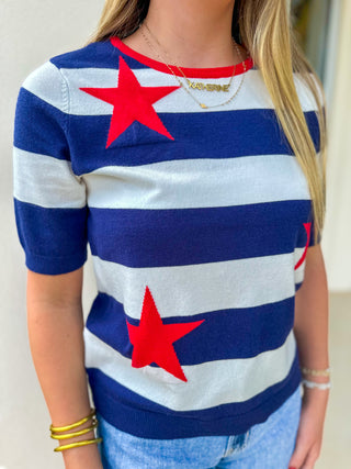 Star-Spangled Summer Short Sleeve Sweater