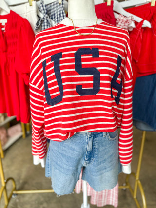 The USA Darling Knit Striped Long Sleeve Sweater