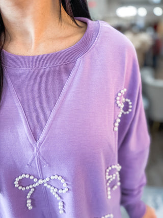 Purple Pretty In Pearls Long Sleeve Top