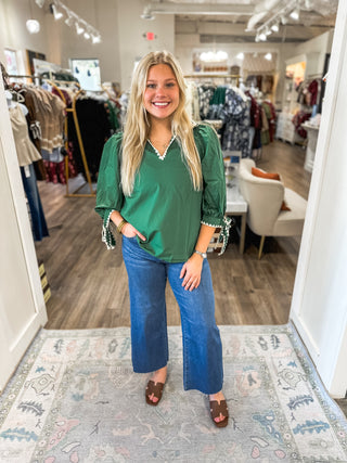 Pine Sweet Stitch Poplin Blouse