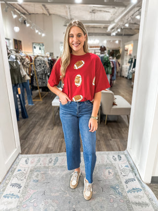Burgundy Dazzling Football Top