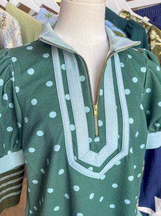 Hunter Green Polka Dot Charm Mini Dress
