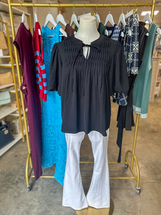 Black Pintuck Detail Everyday Top