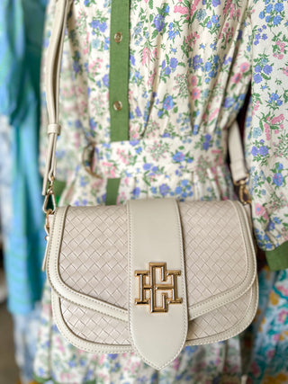 Woven Almond Griffin Crossbody Bag | Caroline Hill