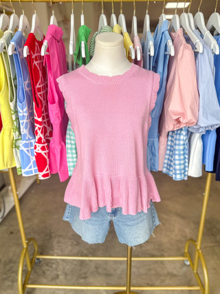 Light Pink Soft & Sweet Peplum Top