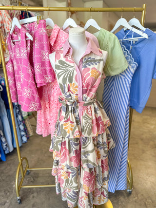 The Painted Petals Ruffle Midi Dress