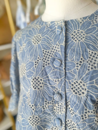 Chambray Softly Styled Floral Lace Top
