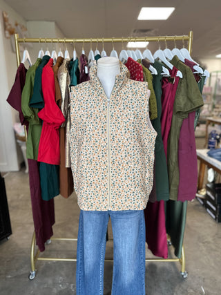 Autumn Ditsy Floral Zip Vest