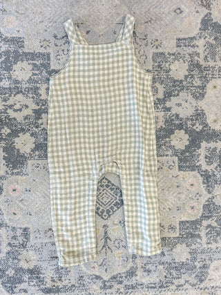 Mini Green Gingham Overalls