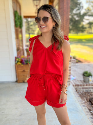 The Red Weekend Away Shorts Set