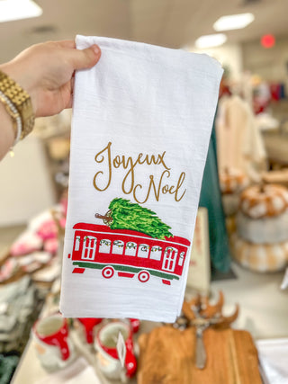 Joyeux Noel Flour Sack Hand Towel White/Multi/Gold