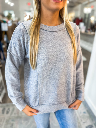 DOORBUSTER: Heather Grey Brushed Everyday Ease Pullover