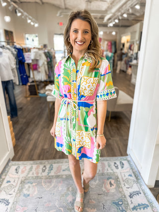 The Lost in Paradise Dress W/ Looped Lace Trim