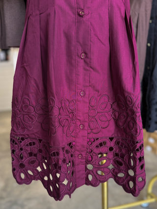 Wine Millie Cutwork Mini Dress