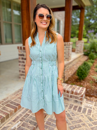 Sage Green Bright Days Ahead Stripe Mini Dress