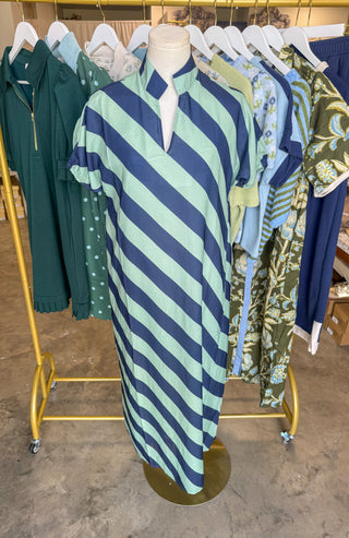Sage & Navy Easygoing Striped Maxi Dress