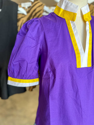 Purple/Gold Tricia Short Sleeve Top