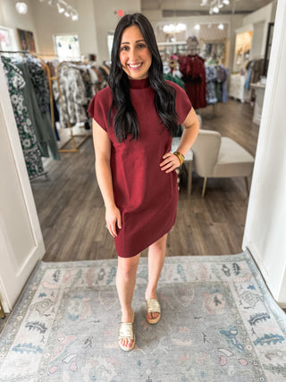 Burgundy Chic & Simple Mini Sweater Dress