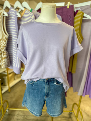 Lilac Classic Crewneck Scuba Top