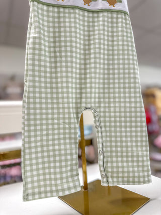 Sage Turkey Embroidery Gingham Jon Jon