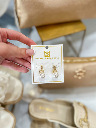 Rhea Pearl & Gold Drop Earrings