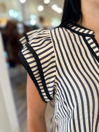 Black Harbor Chic Flutter Sleeve Top