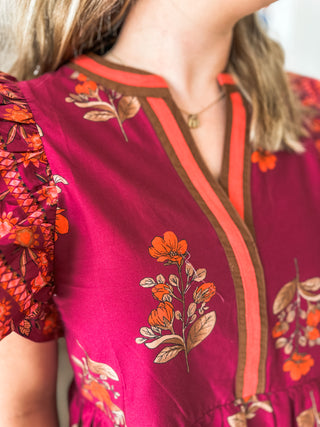 Garnet Tuscan Bloom Midi Dress