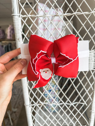 Santa Embroidered Headband Bow