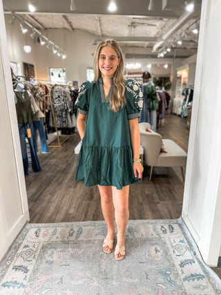 The Hunter Green Elowen Mini Dress