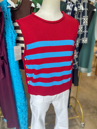 Burgundy Uptown Stripe Sweater Tank