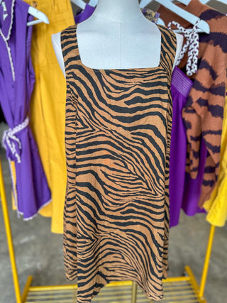 Brown & Black Wildy Chic Tiger Print Mini Dress